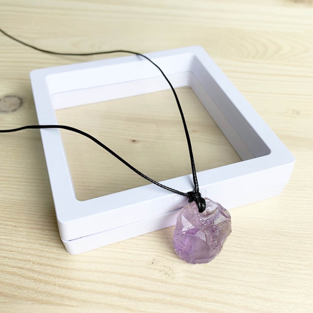 |原石吊坠系列|紫水晶(项链x锁骨链x皮绳x手工制作) - 锁骨链 - 宝石 紫色