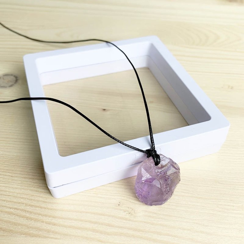 |原石吊坠系列|紫水晶(项链x锁骨链x皮绳x手工制作) - 锁骨链 - 宝石 紫色