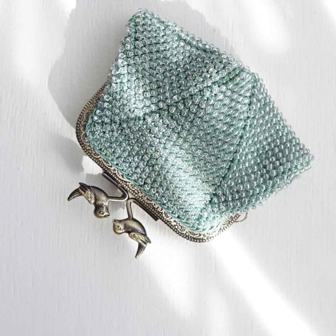 Ba-ba handmade Beads crochet pouch No.1628 - 零钱包 - 其他材质 绿色