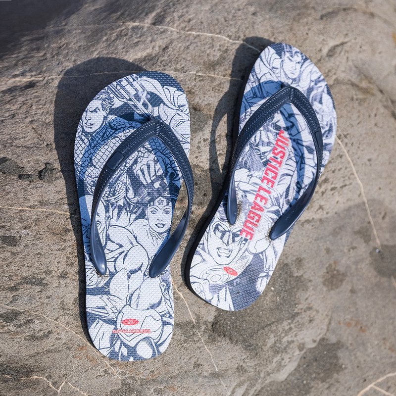 DC正义联盟 男款防滑海滩夹脚拖 独家授权室外人字拖 -全身款- - 拖鞋 - 橡胶 多色