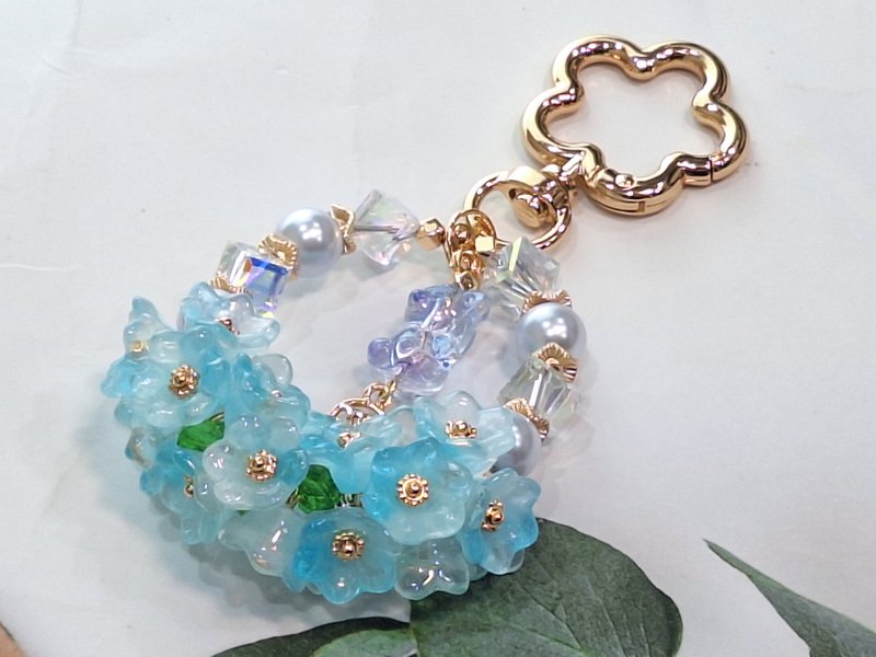 琉璃铃兰花小熊钥匙扣 - 钥匙链/钥匙包 - 琉璃 