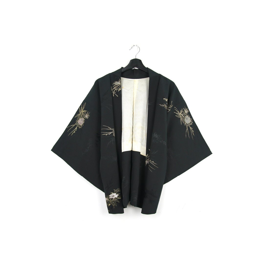 Back to Green-日本带回羽织 金银刺绣花 /vintage kimono - 女装休闲/机能外套 - 丝．绢 