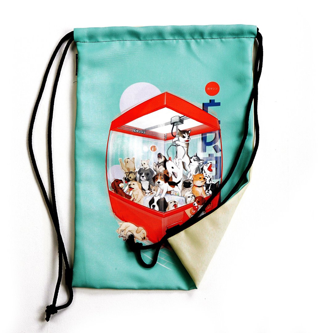 Gachapon / Cranegame / Back-Front drawstring bag Canvas Reduce global warming - 束口袋双肩包 - 其他材质 白色