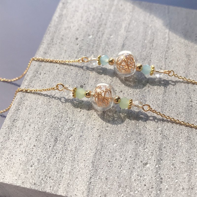 金丝玻璃球 切面捷克珠 镀金色项链 姊妹 闺蜜 生日礼物 - 项链 - 玻璃 绿色