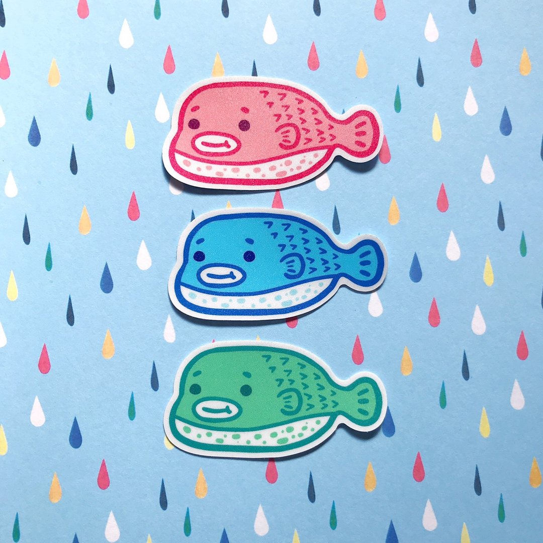 防水贴纸-胖胖河豚桑 - 贴纸 - 防水材质 橘色