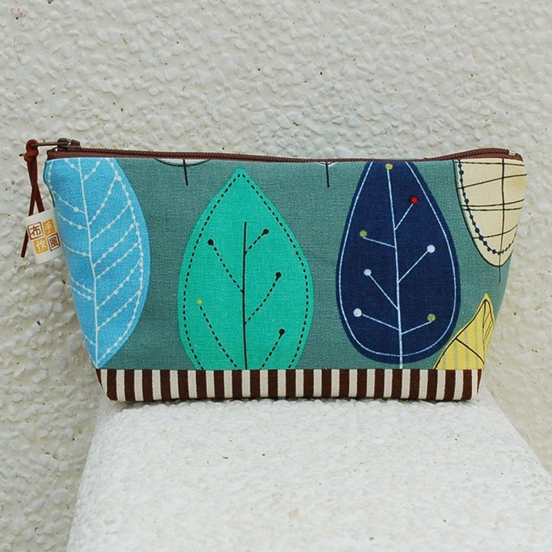 大树叶大收纳袋/大笔袋 - 铅笔盒/笔袋 - 棉．麻 绿色