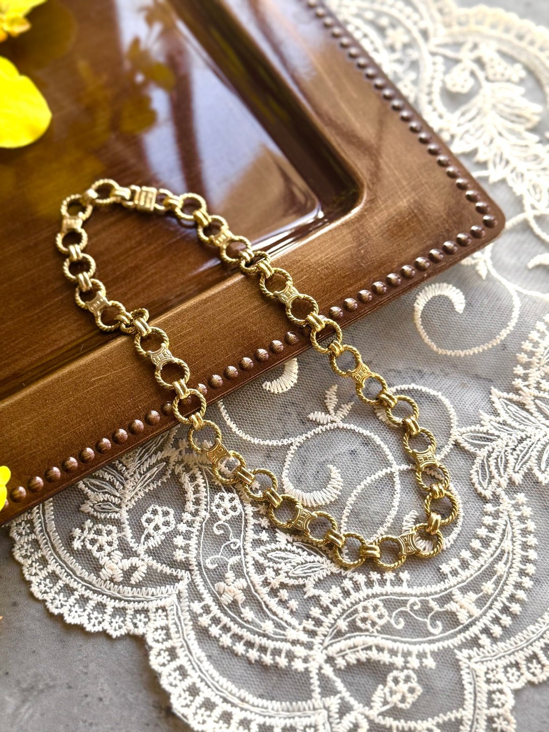 中古正品 Celine 凯旋门项链 古董首饰 Choker 礼物 - 项链 - 其他金属 金色