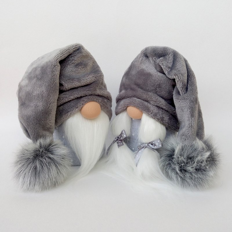 Christmas Gnomes Plush Gnome Family Stuffed Gnome Dolls Swedish Gnome Christmas - 玩偶/公仔 - 环保材料 灰色