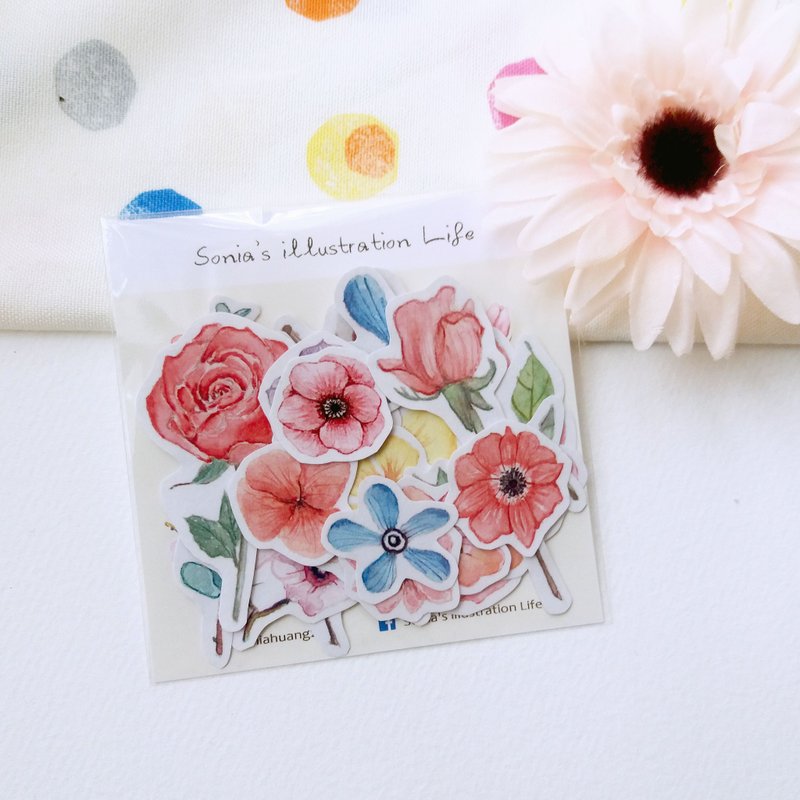 手绘花卉贴纸 - 贴纸 - 纸 