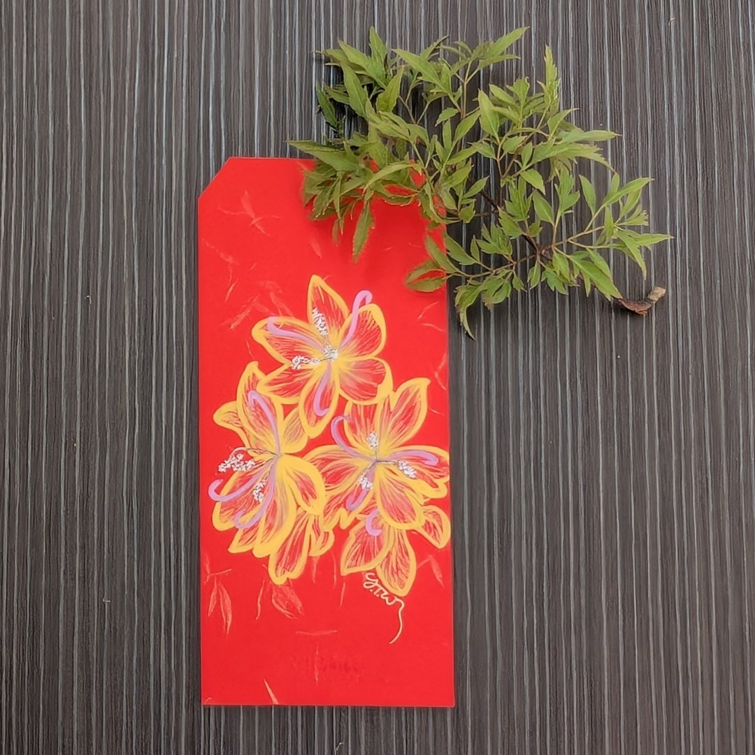 手绘卡夫百合夜鸠尾插图 / 定制手写祝贺词 / 婚礼生日过年红包 - 红包/春联 - 纸 