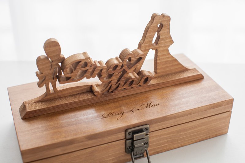 双层定制化柚木色原木订制手工名牌挂饰 - 摆饰 - 木头 咖啡色