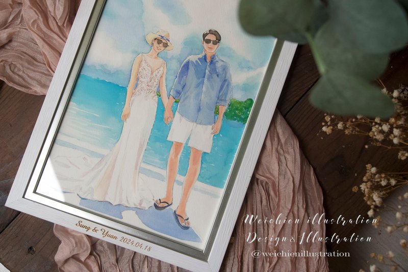 水彩手绘A4手绘绘礼物  下单前请先联系设计师 - 订制画像 - 纸 