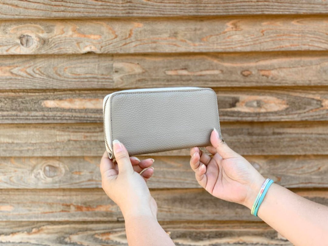 CLAY Cool and attractive stylish gray clay zip wallet The beauty of being a summer CZW-HWH-H - 皮夹/钱包 - 真皮 灰色