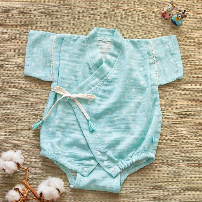 [my little star] 职人手作 Tiffany蓝棉花糖有机棉二重纱甚平 和服 包屁衣 - 其他 - 棉．麻 蓝色
