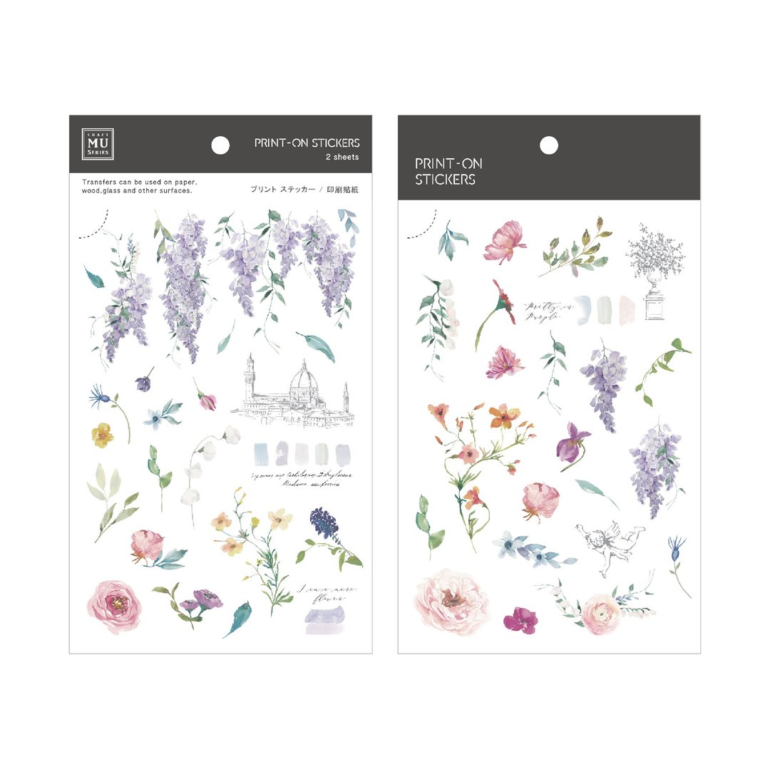 【Print-On Stickers 转印贴纸】no.215-紫藤之爱 | 花草系列 - 贴纸 - 其他材质 紫色