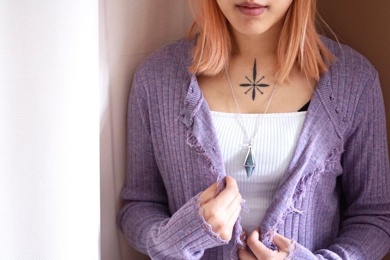 Sacred Bonding 拉长石灵摆 项链 纯银 水晶颈链 情人节礼物 男 - 项链 - 半宝石 蓝色