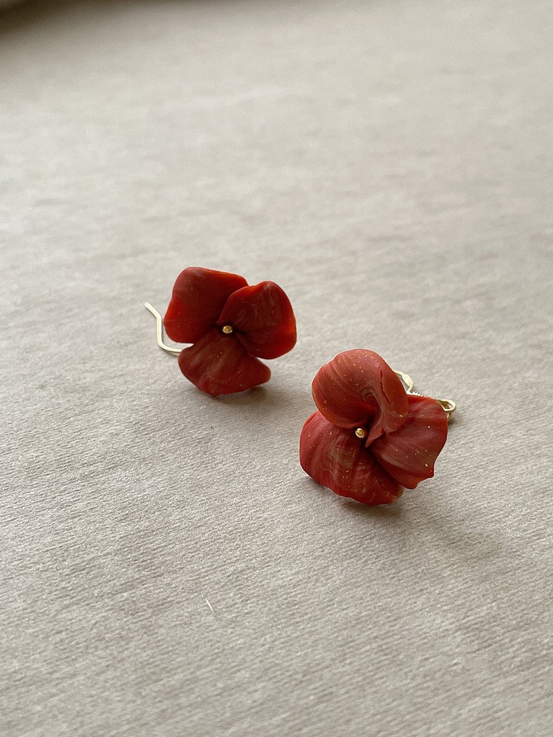 -春花*绽放 /*5色* 陶制耳环耳夹耳针 - 耳环/耳夹 - 陶 