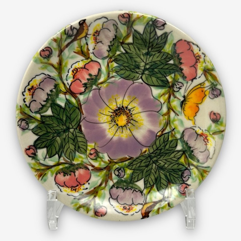 波兰手绘手工陶-点心盘 16cm 幻紫迷情系列 设计师款 - 盘子/餐盘/盘架 - 陶 紫色