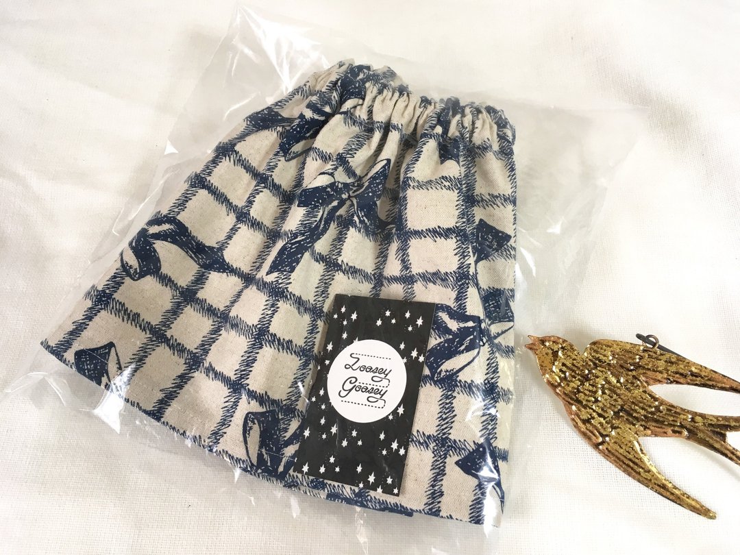 Ribbon print gathered skirt baby blue - 其他 - 棉 蓝色