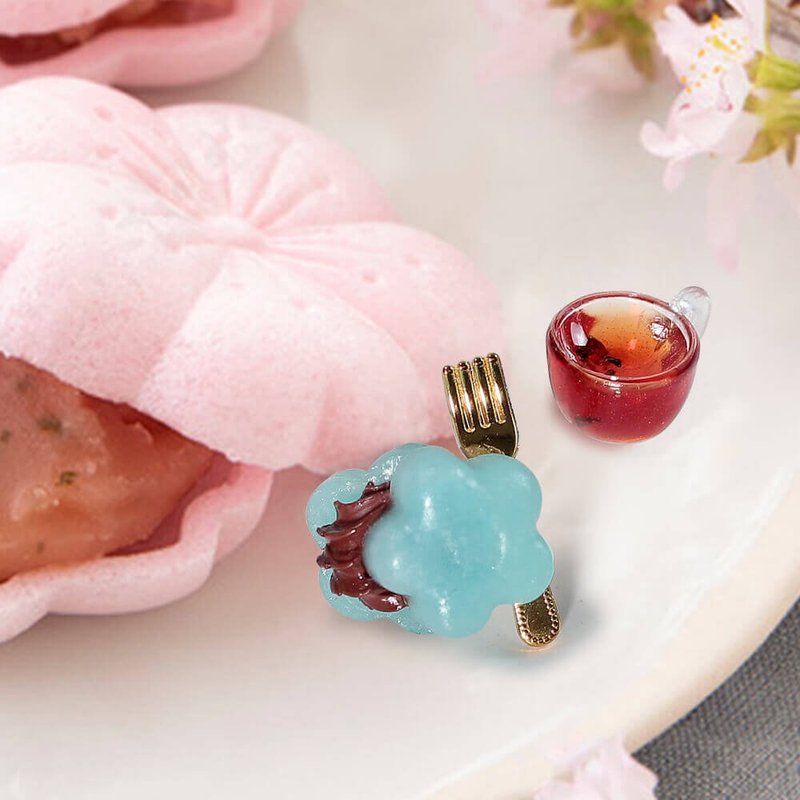 限量出清  手作 耳饰 午茶 日式甜点 最中饼 不对称 微缩 袖珍 - 耳环/耳夹 - 其他材质 透明