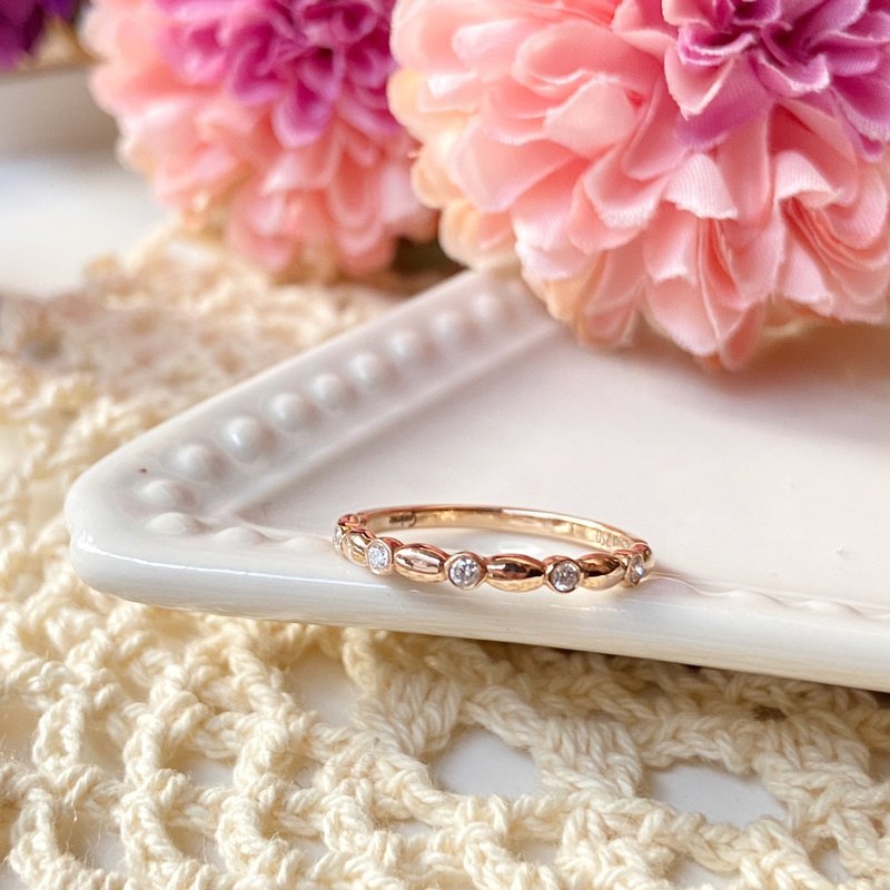 K金花圈钻石戒指 / 定制珠宝 / 轻珠宝 - 戒指 - 钻石 