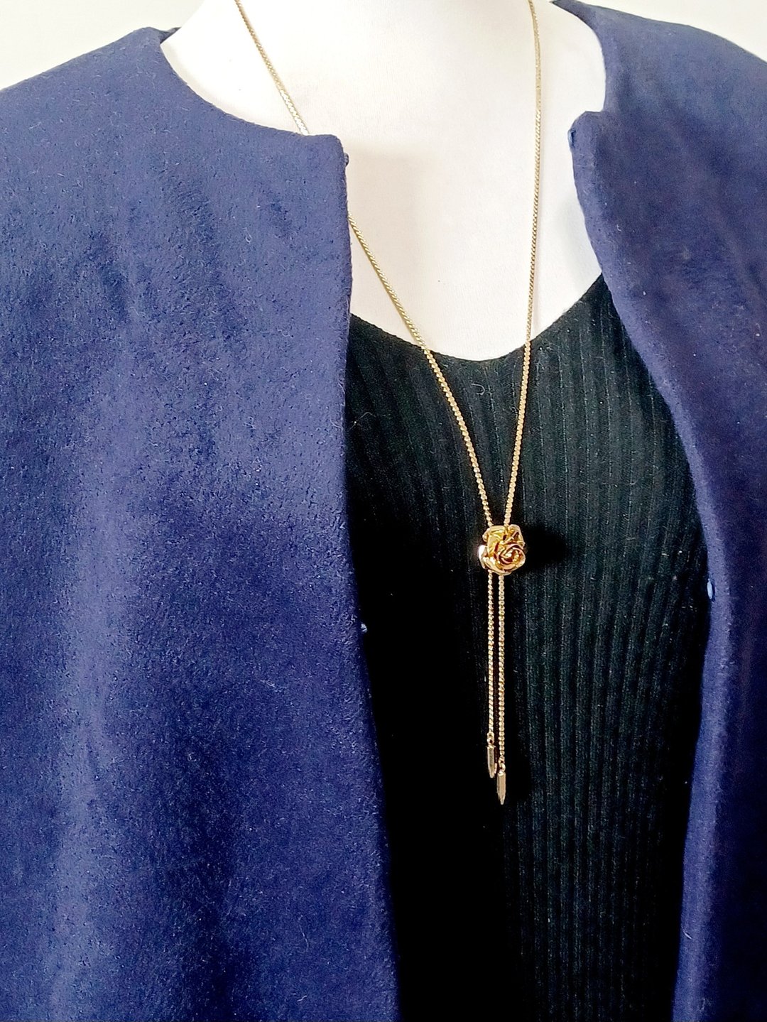 vintage jewelry 典雅金色玫瑰可调式领结  项链 - 项链 - 其他金属 