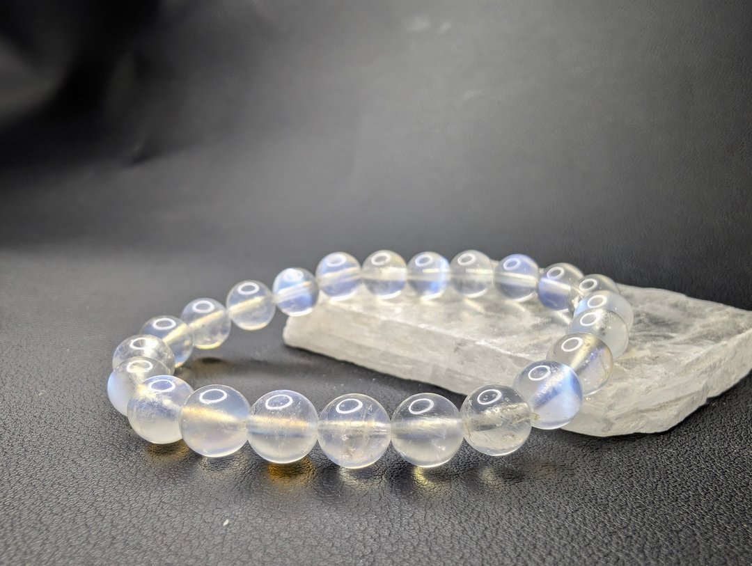 蓝月光石 Moonstone 手串 手链 天然水晶 8mm 水晶 - 手链/手环 - 水晶 