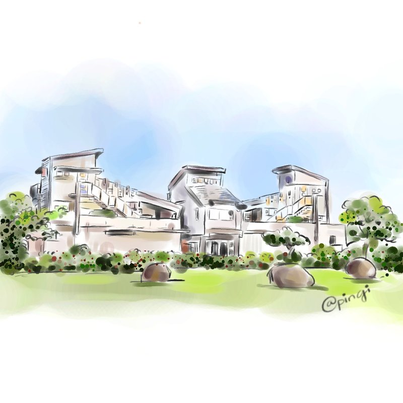 商用定制画开店人像画头贴建筑画开店手绘风小吃插画/似颜绘插画 - 喜帖 - 其他材质 黄色