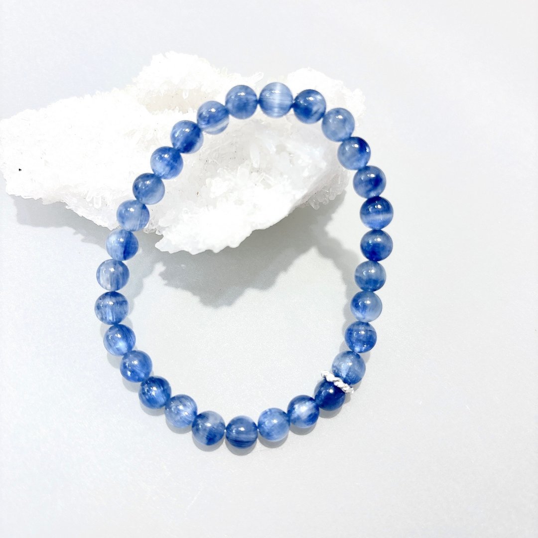 Ops Kyanite silver bracelet - 蓝晶石/高品质/纯银/沟通力/限定 - 手链/手环 - 其他金属 蓝色