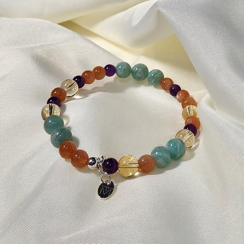 优雅木马 | 天然矿石水晶 天河石 紫水晶 黄水晶 太阳石 手链 - 手链/手环 - 水晶 橘色