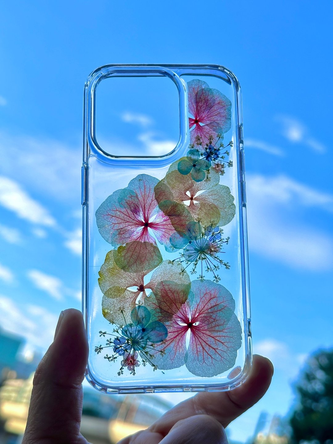押花电话套/绣球花 - 手机壳/手机套 - 塑料 