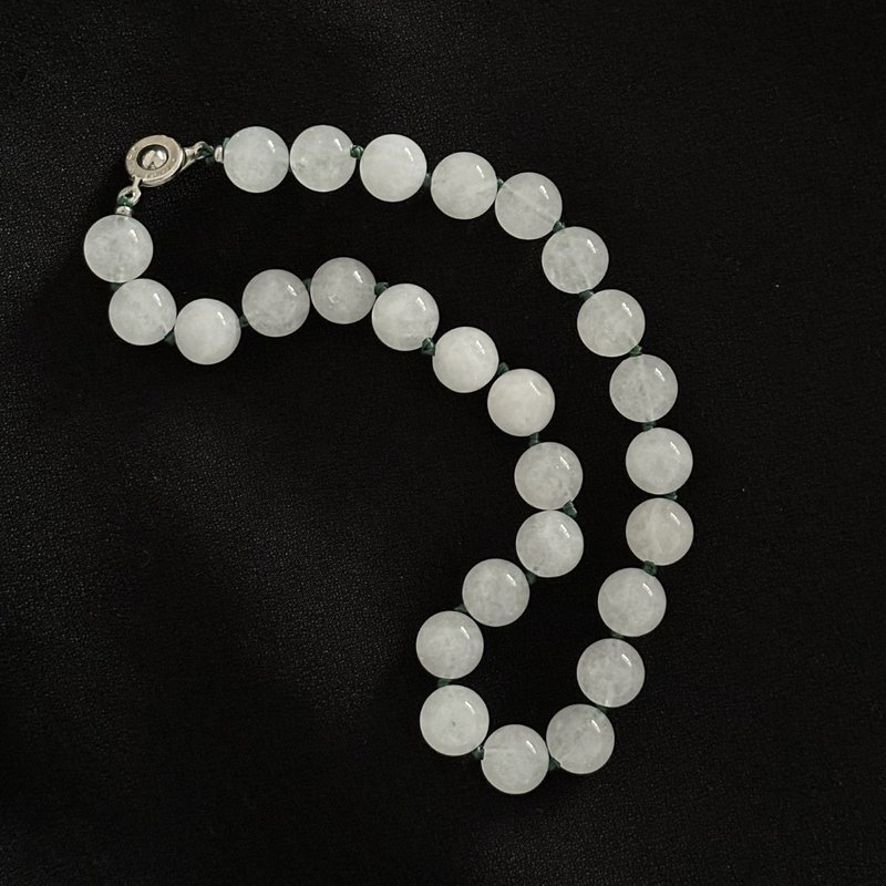 项链 天然白玉 8mm - 项链 - 石头 白色