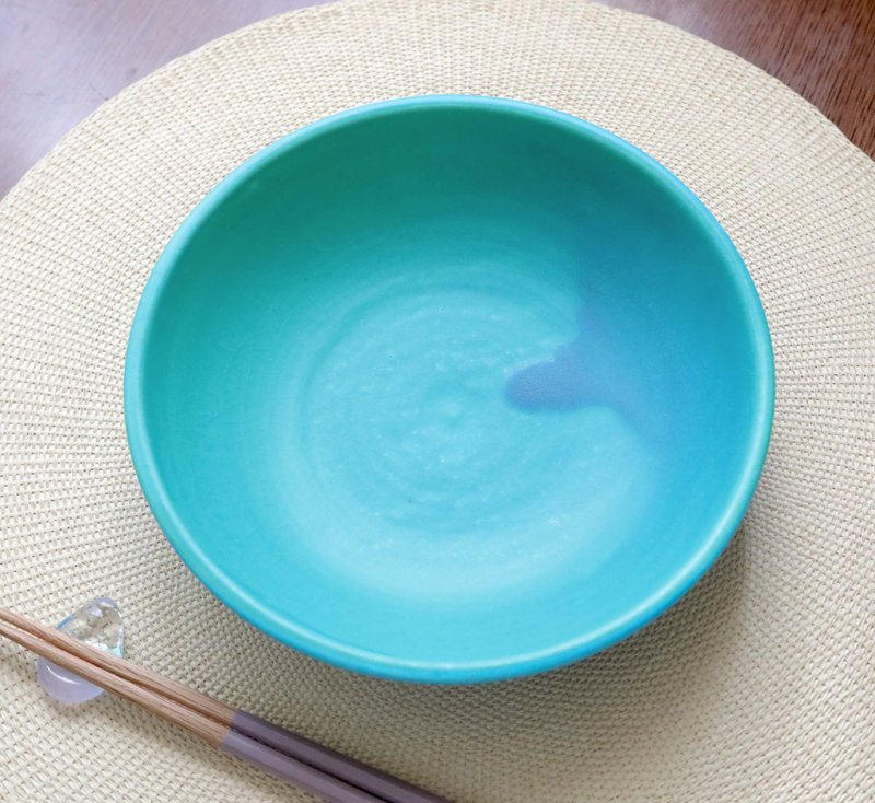 土耳其蓝雾面浅碗2 - 盘子/餐盘/盘架 - 陶 蓝色