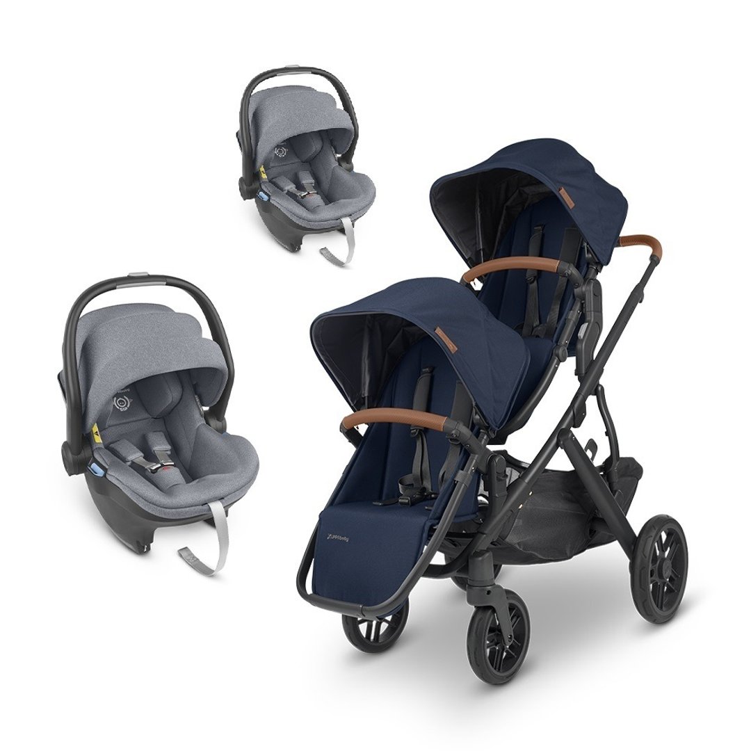 台湾宅配【UPPAbaby】【双宝推车提篮】VISTA V2海军蓝+蓝灰提篮2 - 婴儿车/手推车 - 其他材质 蓝色