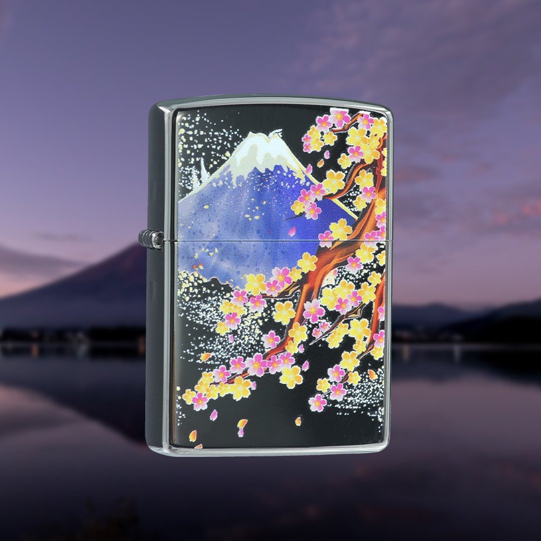 【ZIPPO官方旗舰店】绚丽樱花富士山防风打火机 ZA-5-213 - 其他 - 铜/黄铜 