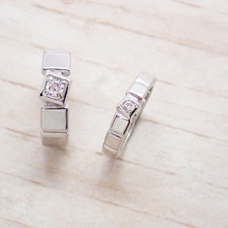 【比法一生】情侣对戒-方块情缘  纯银925手作饰品 - 对戒 - 银 银色