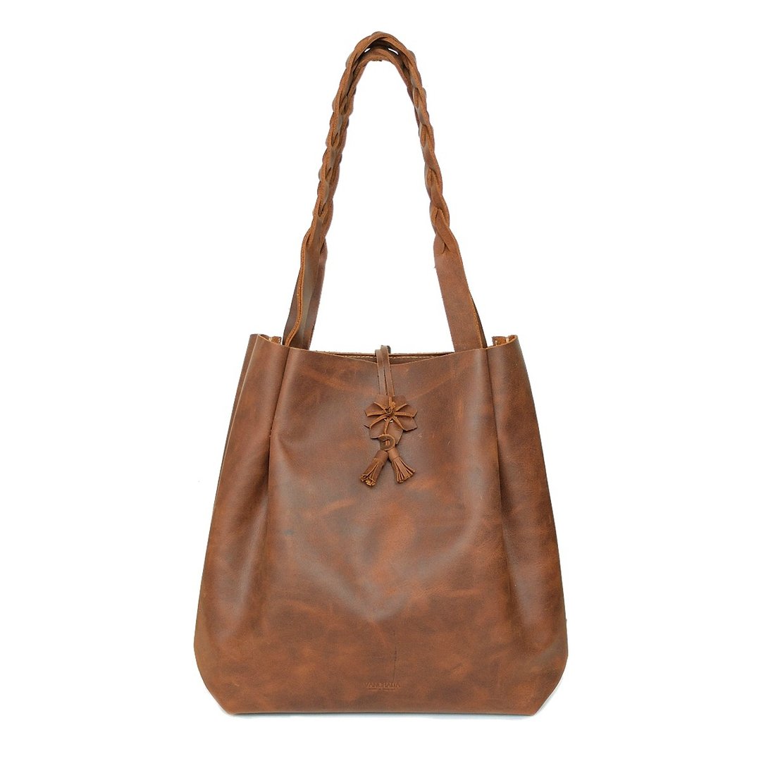 The Floral Concept Tote bag easy and minimalist - 手提包/手提袋 - 真皮 