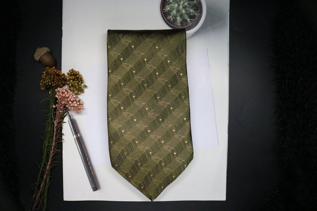 草綠色波紋真絲領帶紋理商務質感tie - 领带/领带夹 - 丝．绢 绿色