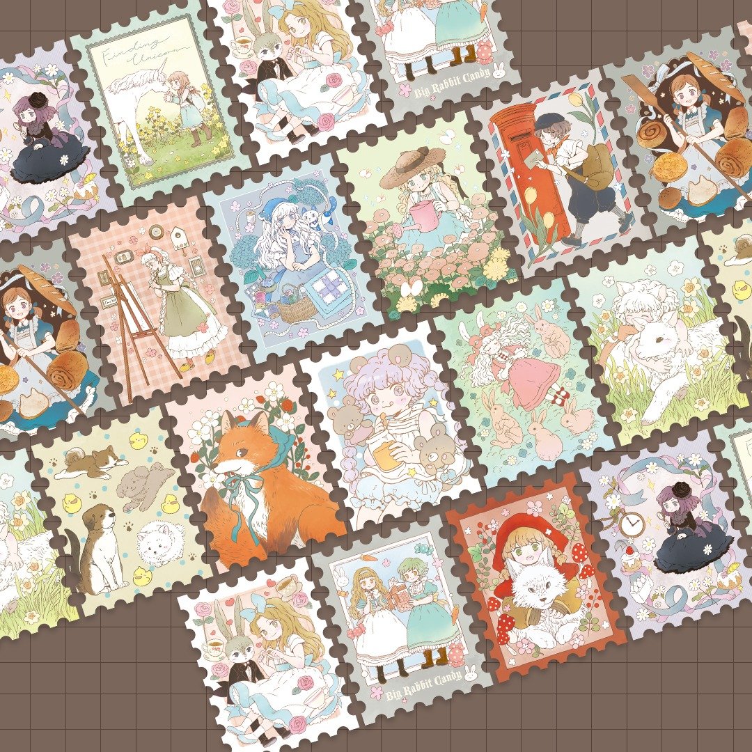 Chiya邮票型贴纸 共三款 LOVE HOME & FAIRY TALES & ANIMAL GIRL - 贴纸 - 纸 多色