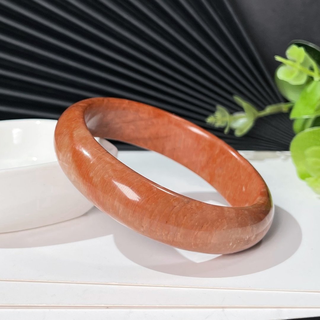 橙月光石猫眼手镯59MM 星光天眼千层纹橙色水晶手环 优雅显气质 - 手链/手环 - 水晶 橘色