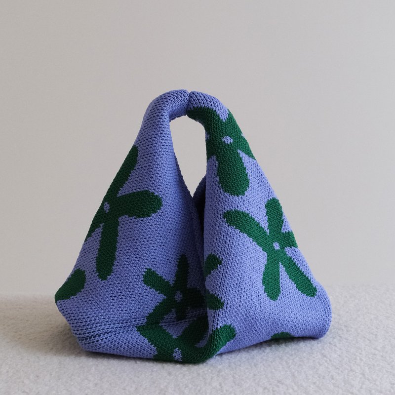 迷你针织三角包 _雏菊_薰衣草紫_环保回收纱线制作 - 手提包/手提袋 - 聚酯纤维 紫色