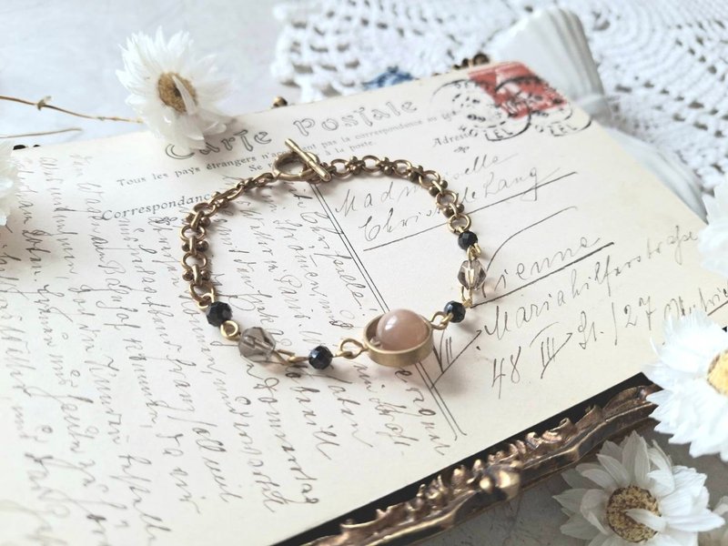 i sea you 伊朗－古波斯－黄铜、黑曜石、奶茶月光石 - 手链/手环 - 半宝石 