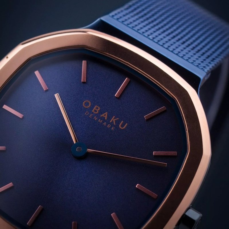 OBAKU 八角哲学北欧设计腕表-海洋蓝玫瑰金-V253GXSLML-38mm - 男表/中性表 - 不锈钢 蓝色