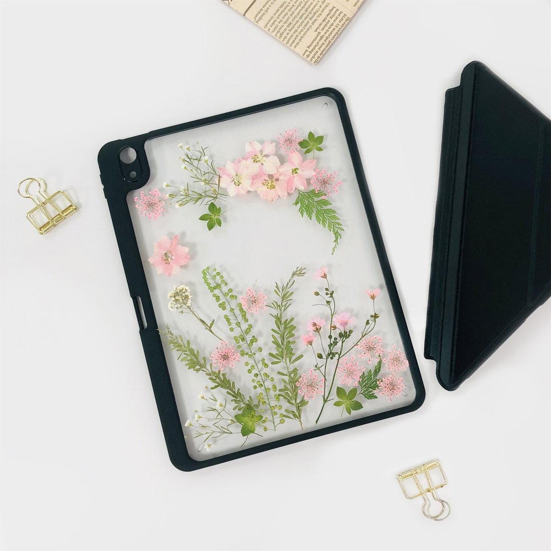 粉花绿叶手作押花iPad壳 iPad Air 11寸13寸iPad Pro11寸13寸 - 平板/电脑保护壳 - 植物．花 