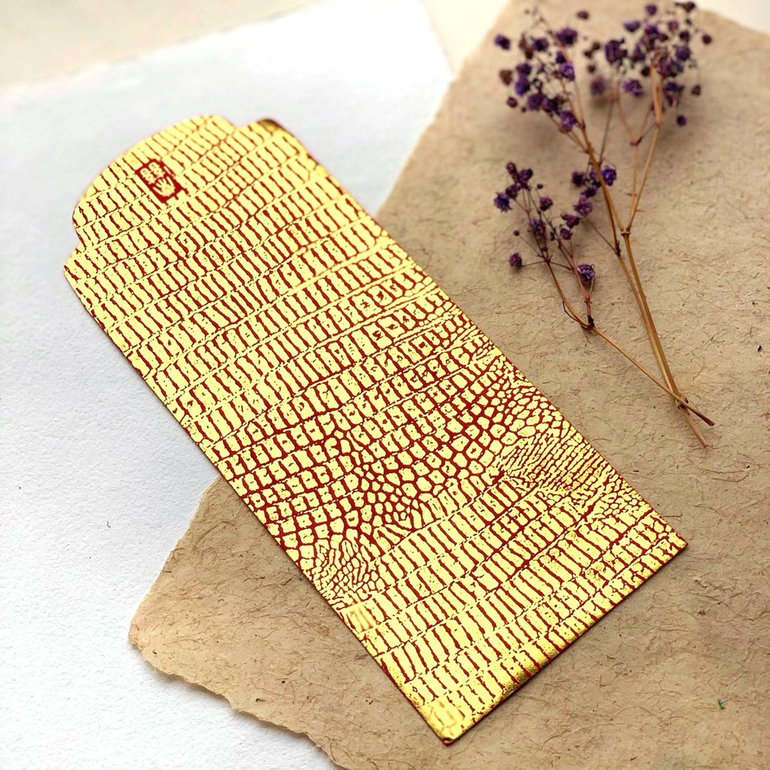 红包袋/皮革金纹/中款 -三入 - 红包/春联 - 纸 红色