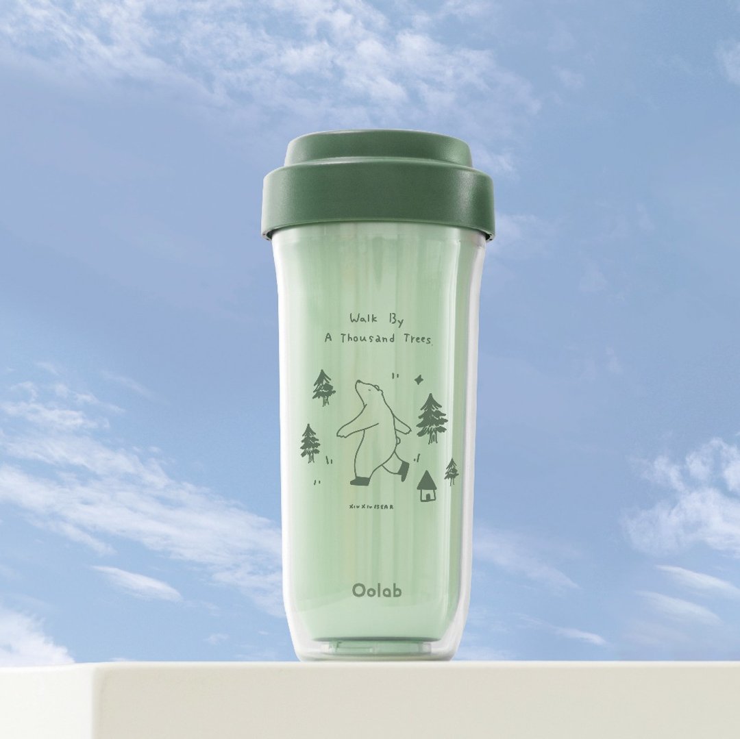 美好森活系列 可拆双层布丁杯720ML【森林熊好款-森林绿】 - 水瓶/水壶 - 塑料 
