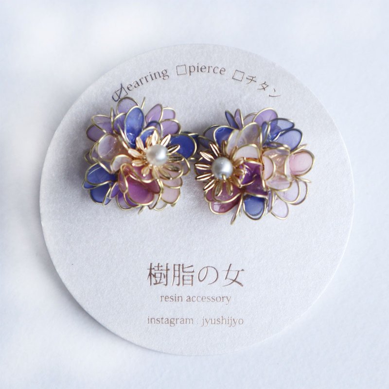 よひらの花畑耳飾り　紫 - 耳环/耳夹 - 其他材质 紫色