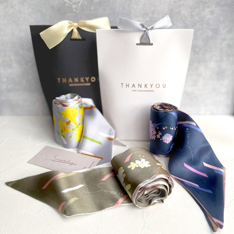 插画丝巾- 礼盒加购区 - 丝巾 - 纸 白色