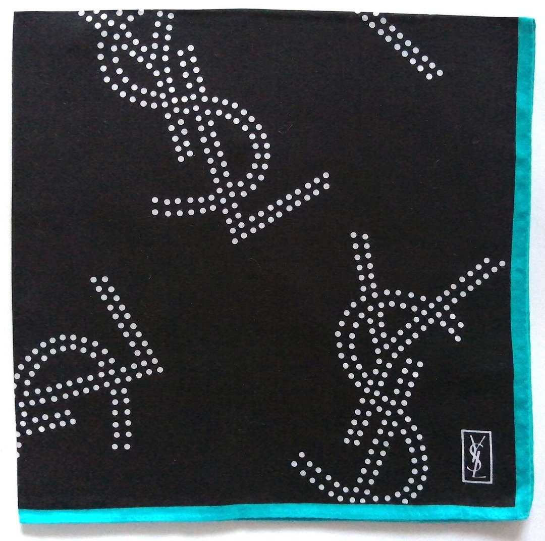 Yves Saint Laurent 复古手帕黑色 20 x 20 英寸 - 丝巾 - 棉 黑色