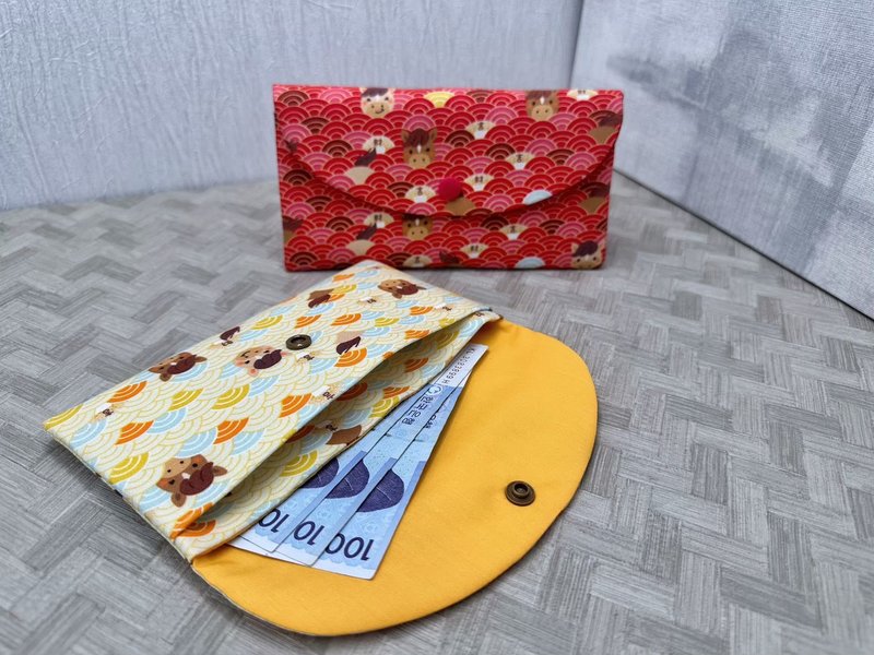 手作双层红包袋 新年祝福花色 存折印章收纳 - 红包/春联 - 棉．麻 多色